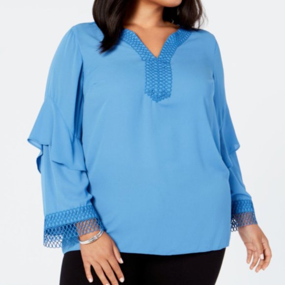 Alfani Tops - NWT - Women's Plus Crochet Detail V-Neck Blouse